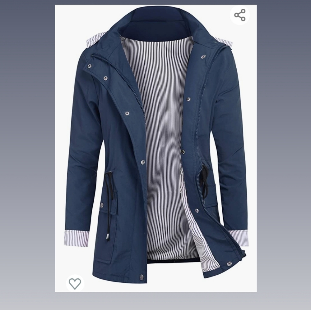 Navy Blue Rain Jacket Coat Waterproof